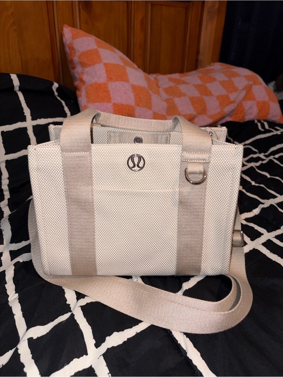 lululemon athletica Handbags - lululemon athletica mini Beige Canvas Crossbody Tote - Neutral Beige